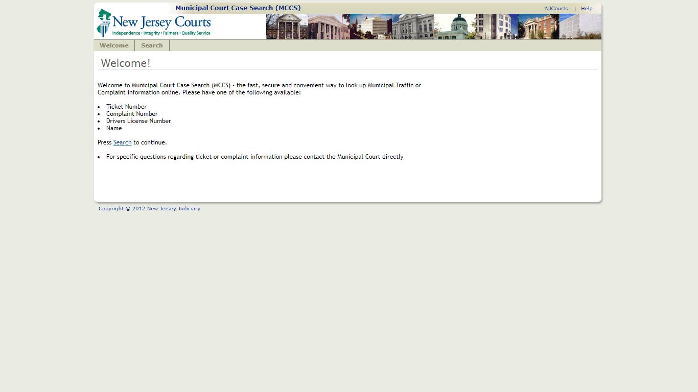 Municipal Court Case Search - New Jersey Superior Court